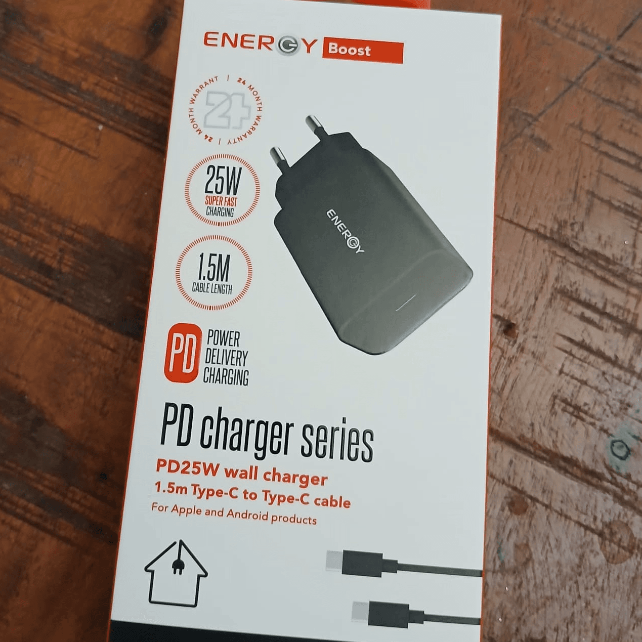 ראש מטען מהיר TypeC  25W עם כבל 1.5מ'