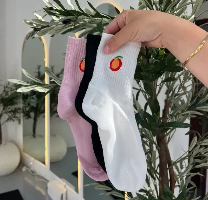 Peach and Power Crew Socks