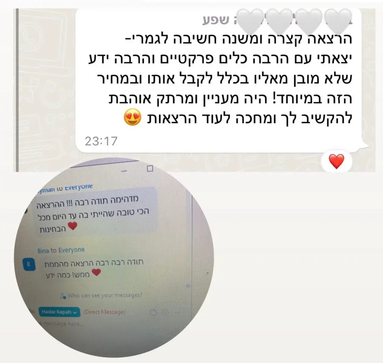 מה מספרות על ההרצאה מה מספרות על ההרצאה